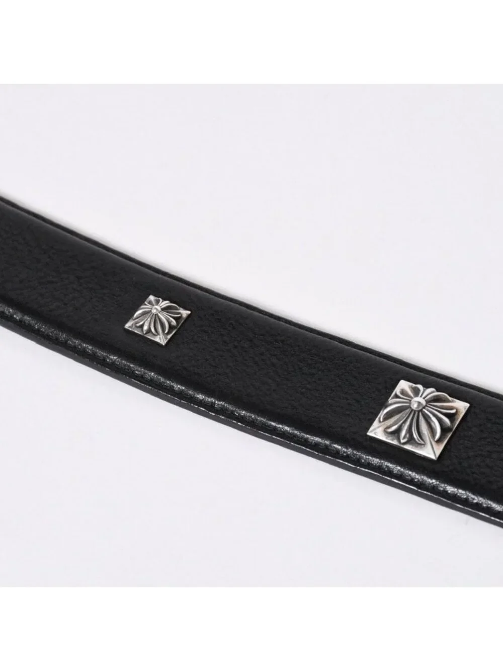 Chrome Hearts Pyramid Pls Studs Zero Belt Strap 32 Leather 925 Sterling Silver